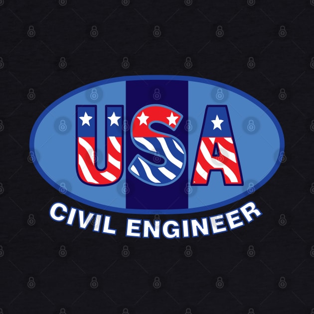 Patriotic Civil Engineer White Text by Barthol Graphics